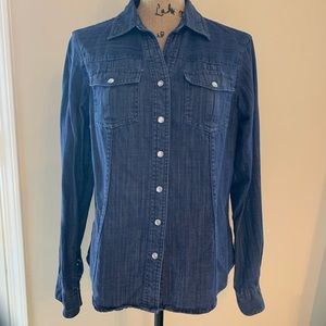 Medium Pearl Button Down Blue Jean Shirt